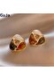 Vintage Earrings with Khaki Brown and Beige Embellished - 3