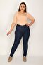 Women's Large Size Navy Blue 5 Pocket Skinny Jeans 65n26097 - 3