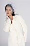 White Long Jacket Dress with Double Breasted Neckline Pockets |   Elegant Choice for Wedding, Bride, Promise and Home Exit