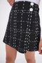 Apsen Women's Ornamental Button Detailed Zippered Black Tweed Fabric Mini Woven Skirt 2188-45 - 6