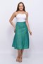 Women's Green Seasonal Parted Zippered Unlined Flared Below-Knee Skirt 2208-77