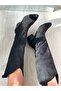 Black Suede Western Style Knee High Long Women's Boots - 5