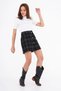 Women's Front Button Detailed Plaid Unlined Tweed Fabric Mini Woven Skirt 2187-45 - 4