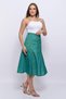 Women's Green Seasonal Parted Zippered Unlined Flared Below-Knee Skirt 2208-77 - 3