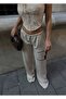 Women's Satin Elastic Draped Palazzo Trousers - 2