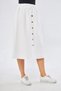 Apsen women's decorative button waist elastic lace-up detail linen white skirt 2191-80 - 5