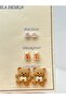 Set of 6 Teddy Bear Floral Print Earrings for Valentine's Day - 4