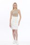 Apsen Women's Ecru Gabardine Sports Button Zipper Closure Detailed Pocketed Mini Skirt 2173-57