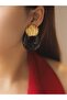 Large Oval Gold Seashell Earrings with Black Enamel - 5