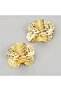 Gold Large Layered Plate Flower Earrings - 4