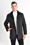 Men's Smoked Wool Blended Stamp Fur Detailed Collar Comfortable Fit Coat - 3