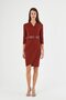 Apsen Women's Crepe Burgundy Double-Breasted Belted Midi Wrap Dress 3753-100 - 6