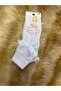 Girl's White Short Tulle Socks with 3D Flower Print - 2