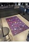 Crescent Collection Purple Themed Multicolored Flowers Detailed Woven Base Decorative Carpet Hilal20 - 2