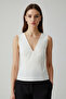 Ecru V-Neck Slim Fit Woven Blouse Twoss25Bz00055 - 8