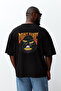 Big Size Black Oversize/Wide Cut Space Printed 100% Cotton T-Shirt Tmnss25Bf00017