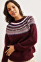 Women's Burgundy Collar Patterned Soft Textured Knitwear Sweater Kzk- 19000846 - 4