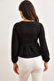 Women's Black Bow Knitted Blouse Blz-19002817 - 5