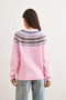Women's Candy Pink Collar Patterned Soft Textured Knitwear Sweater Kzk-19000846 - 5
