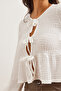 Women's White Bow Knitted Blouse Blz-19002817 - 6