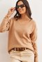 Women's Biscuit V-Neck Soft Textured Knitwear Sweater Kzk-19000598