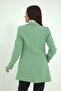 Mint Green Women's Blazer Jacket - Atlas Fabric with Padded Shoulders and Snaps on the Front