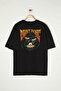 Big Size Black Oversize/Wide Cut Space Printed 100% Cotton T-Shirt Tmnss25Bf00017 - 3