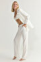 Beyaz Keten Görünümlü Wide Leg/Geniş Paça Dokuma Pantolon TWOSS25PL00020