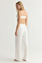 Beyaz Keten Görünümlü Wide Leg/Geniş Paça Dokuma Pantolon TWOSS25PL00020 - 5