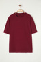 Basic Bordo Oversize/Geniş Kesim Dokulu Waffle Kısa Kol T-Shirt TMNSS22TS00049 - 7