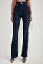 Koyu Mavi Yüksek Bel Orta Esnek Flare İspanyol Paça Jeans TWOSS25JE00109 - 3