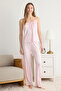 Pembe Çiçekli Bağlamalı ve İp Askılı Örme Pijama Takımı THMSS24PT00233