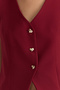 Bordo Fitted Crop Kalpli Düğmeli Dokuma Yelek TWOSS25YE00015 - 3