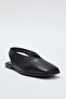 Black Genuine Leather Backless Square Toe Women's Ballet Flats TAKSS25BE00018 - 5