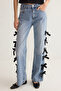 Mavi Kurdele/Fiyonk Detaylı Normal Bel Wide Leg Geniş Paça %100 Pamuk Jeans TWOSS25JE00035 - 4