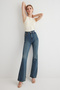 Koyu Mavi Yüksek Bel Az Esnek Flare İspanyol Paça Jeans TWOSS25JE00101 - 2