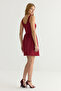 Bordo A Kesim Eteği Hacimli Mini Dokuma Elbise TWOSS25EL00320 - 5