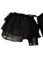Black*001 Plain Carmen Ruffle Short Swimsuit - 6