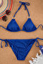 Saks Aksesuarlı Üçgen Kaplı Regular Normal Bel Bikini Takımı TBESS25BT00037 - 6