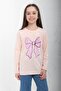 100% Cotton Long Sleeve Bow Printed Girls' Tshirt Powder - 2
