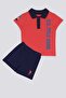 Azure Blue Baby Polo Collar T-shirt Set - 2