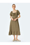 Flounced Balloon Sleeve Square Neck Floral Midi Dress - 3