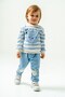 Striped Bear Printed Seasonal Long Sleeve Cycling Collar Bottom 3-6-9-12-18 Months Baby Boy Set - 4