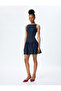 Slim Fit Sleeveless Crew Neck Mini Dress with Bow Detail - 3