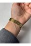 Sellan Vintage Model Rhinestone Frame Women's Wrist Watch Gold (Green Dial) - 4