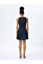 Slim Fit Sleeveless Crew Neck Mini Dress with Bow Detail - 4