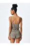 V-Neck Thin Strap Gingham Patterned Pajama Top - 4