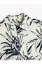 Cotton Short Sleeve Single Pocket Leaf Print Shirt - 3