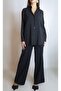 Women's Anthracite Gray Stone Printed Pants Shirt Two-Piece Set Yy101198