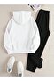Women's White-Black Los Angles Printed Oversized Hoodie Sweatshirt Jogger Bottom Top Tracksuit Set - 3